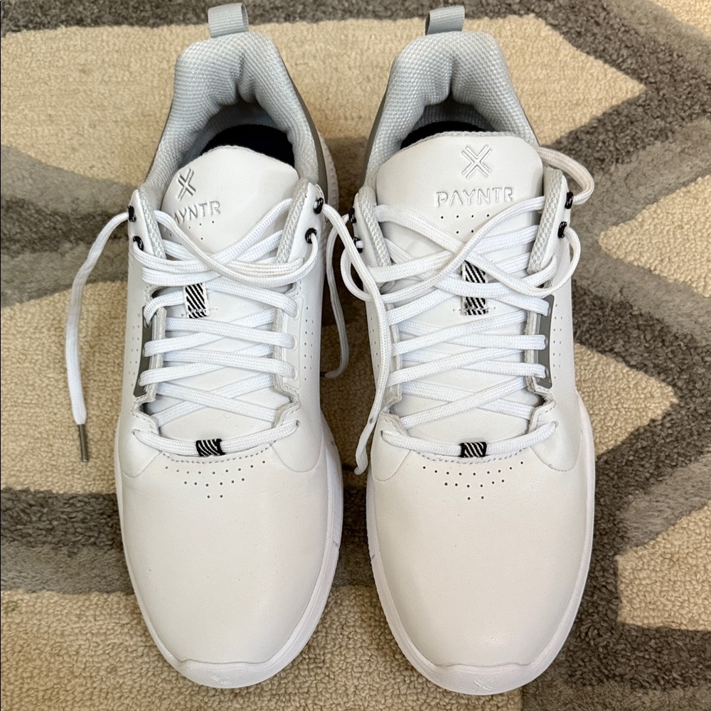 PAYNTR X 003 White/silver spikeless Golf shoes. NWOT. Size Men 9/Women 10.5